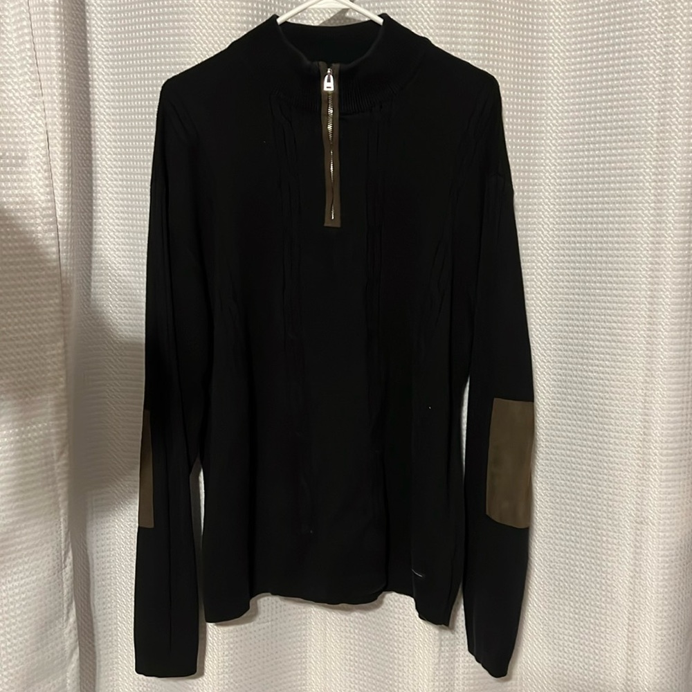 Alex  Canon Cable Knit 1/4 Zip Pullover  Sweater with elbow patches. Size XL